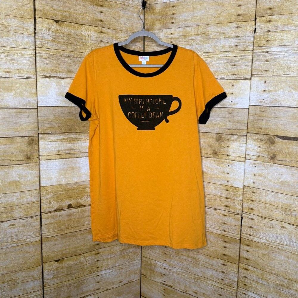 LULAROE "COFFEE" GRAPHICS RINGER TEE